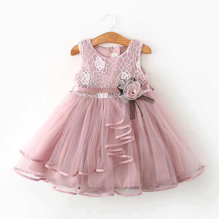 Children's Clothing Summer 2025 Korean Style Kidsren's Skirt Girls' Dress Sleeveless Spliced Lace Skirt