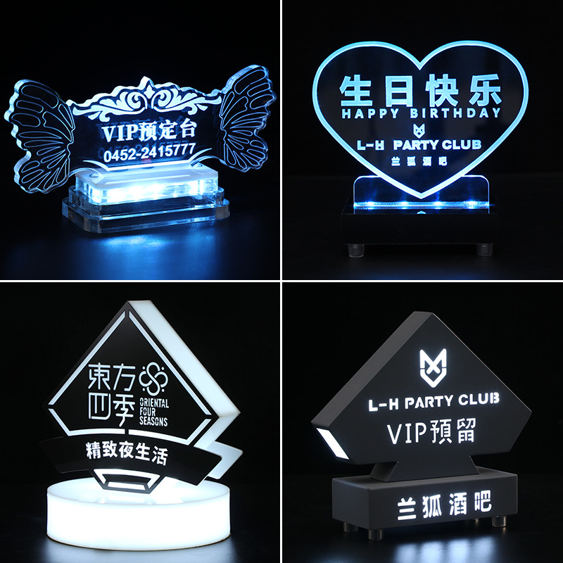 Zuoshang LED barra luminosa mesa de reserva creativa tarjeta de reserva de acrílico mesa de reserva tarjeta bar VIP reserva lámpara de mesa