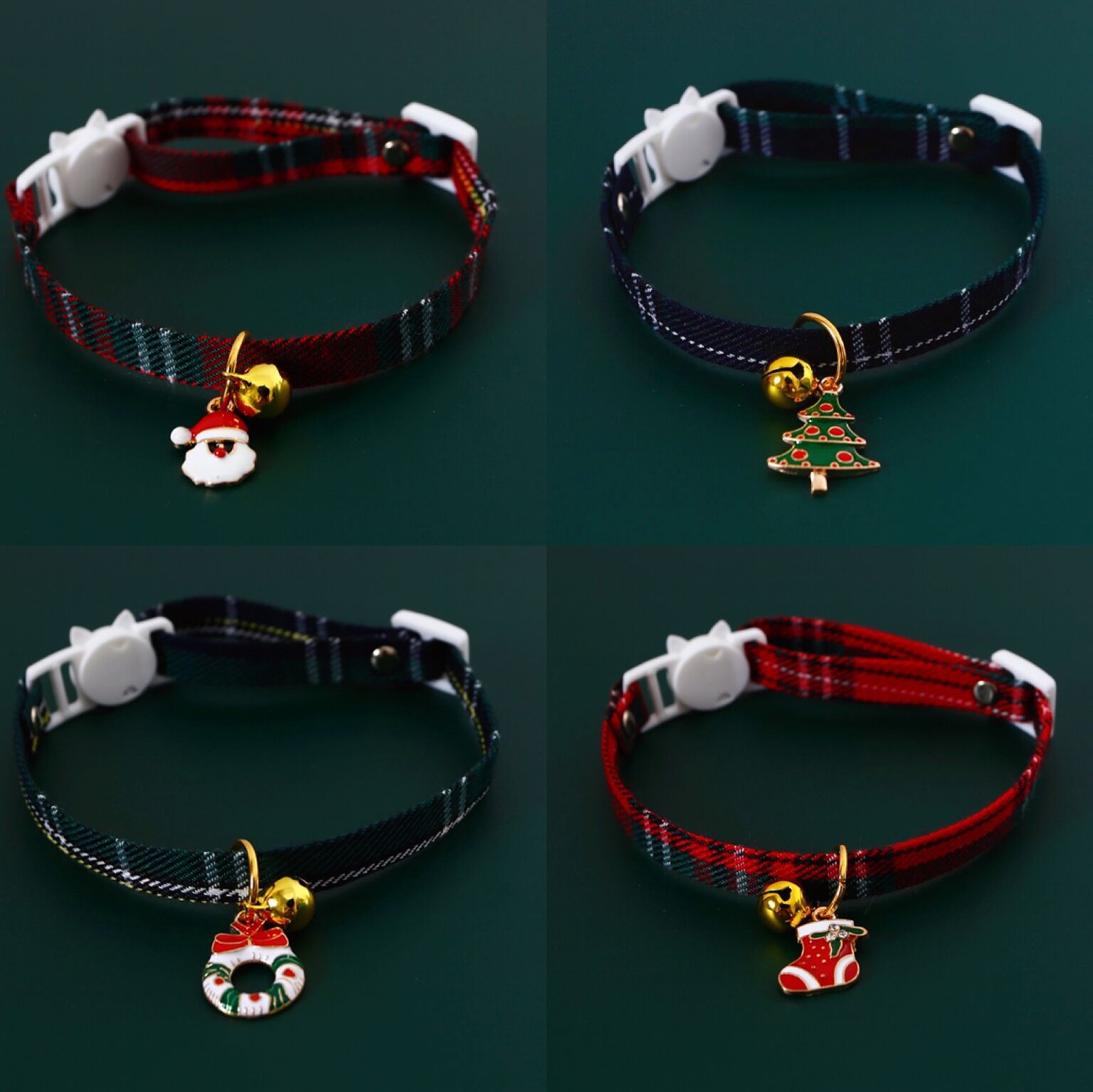 Fabricante transfronterizo de Amazon árbol de Navidad manual colgante ajustable perro gatos collar de seguridad