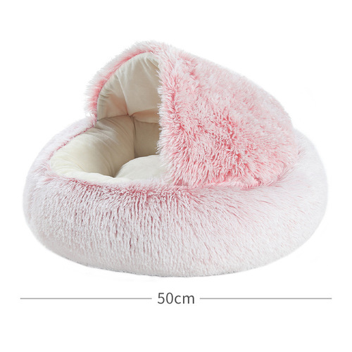 New plush dog nest, crystal velvet round half-pack cat nest, warm and comfortable sleeping plush round nest cat nest, four-season nest