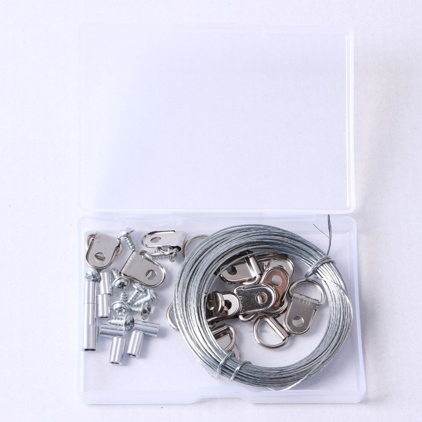 En stock suministro colgando pintura alambre cuerda foto marco cuerda gancho aluminio hebilla traje colgando pintura accesorios combinación