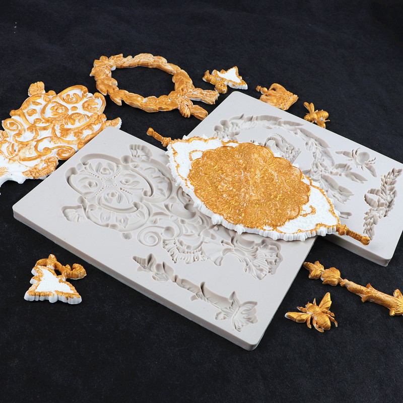 Alivio flotante molde de silicona marco decoración la boda para hornear herramienta abrasiva fondant ritmo seco pastel chocolate