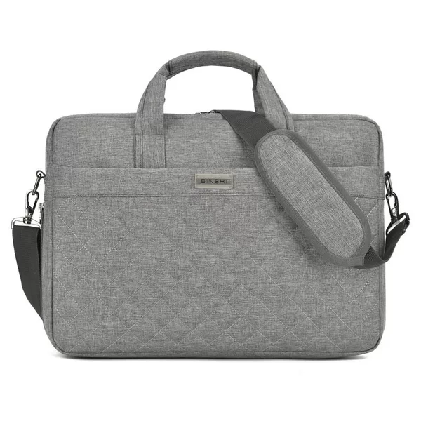 Cross-border Laptop Bag Single Shoulder Embroidered Lattice Notebook Bag 14-15 Inch Embroidered Lattice Shockproof Men's Shoulder Bag