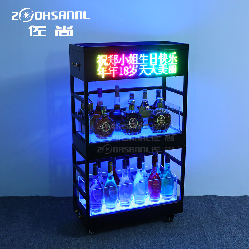 LED bar emisor de luz gabinete del vino pantalla electrónica estante del vino creativo vino extranjero soporte de exhibición móvil emisor de luz Champagne gabinete del vino