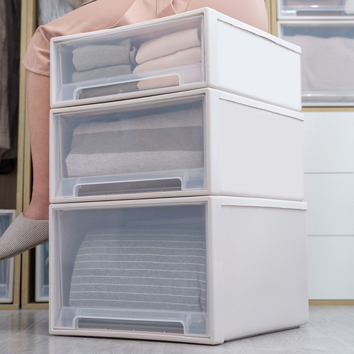【45CM Depth 10 Pieces】Plastic Storage Box Drawer Style Clothing Organizer Wardrobe Storage Underwear Storage Box