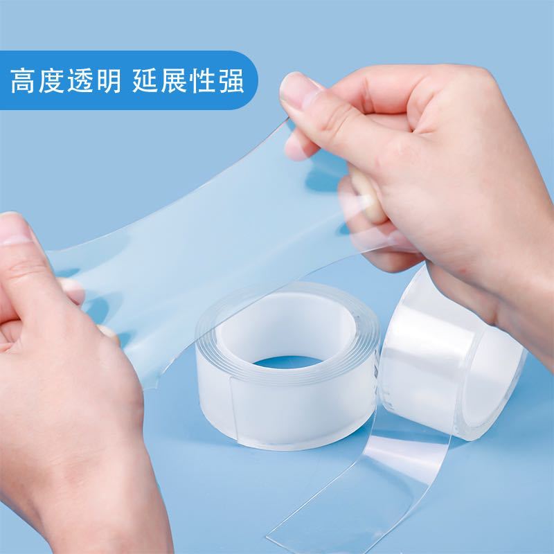 Deli transparente cinta adhesiva de doble cara material acrílico fácil de rasgar no fácil de dejar adhesivo residual Oficina hogar cinta adhesiva de doble cara