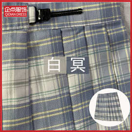 白冥格jk制服百褶裙日系 韩版短裙高腰定位线格裙可爱显瘦学生装