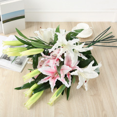 Simulated lily bouquet ornaments 2 heads 3 heads 3D film fake flowers Festival wedding home decoration photography props