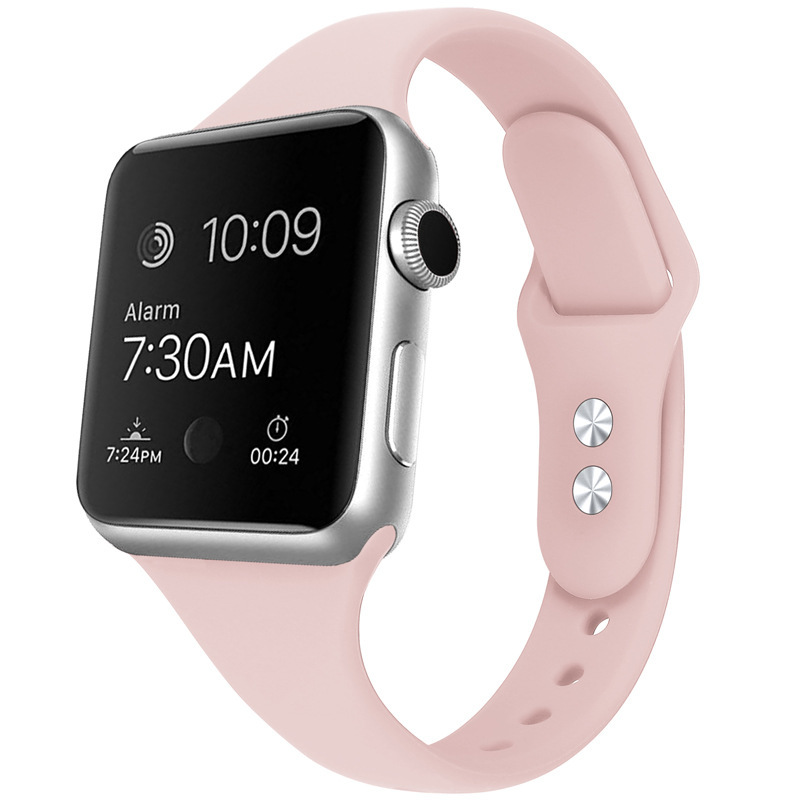Suitable for Apple Watch Strap, Double Nails, Apple Watch Strap, Slim iWatch Strap, Small Waist Apple Silicone Strap