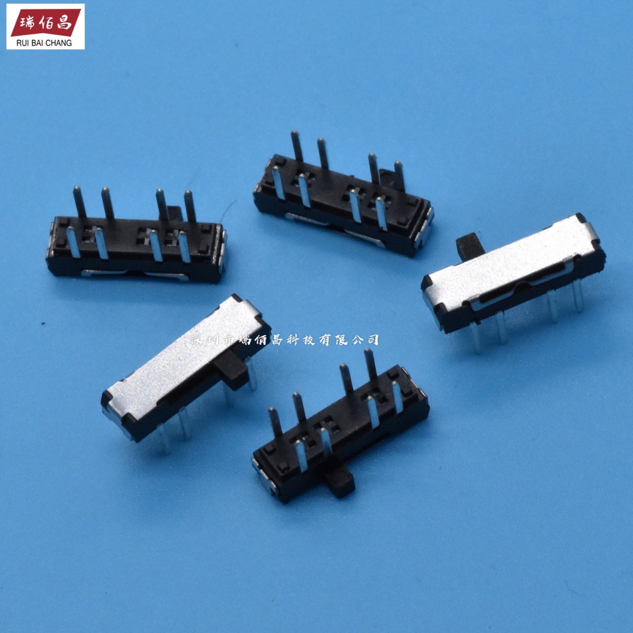 八脚拨动开关 8脚3档 柄2MM 2P3T 卧式迷你开关微型 滑动开关