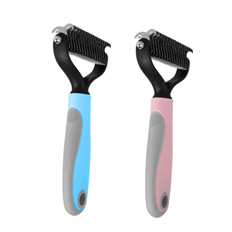 Fabricantes personalizados de pelo de perro especial de limpieza artefacto de depilación de pelo de mascota de pelo de oro cuchillo de nudo peine cepillo de nudo