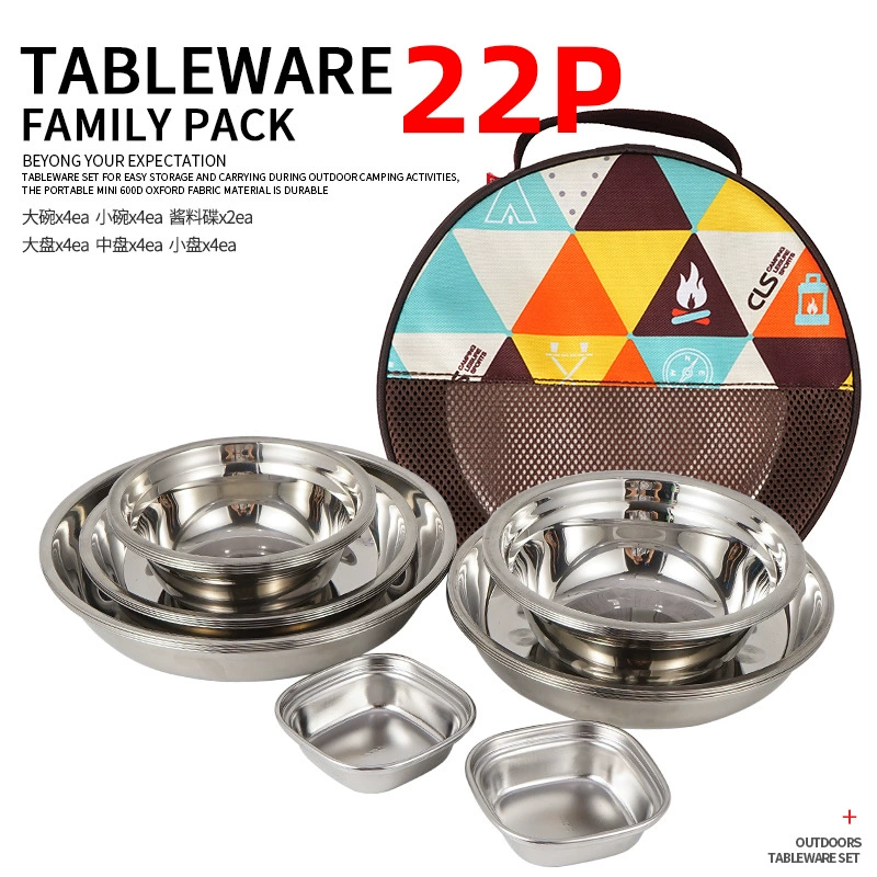 Handheld dinner plate, travel set, tableware, 22 pieces