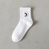 Tide, demi-season white sports Japanese black knee socks, mid-length