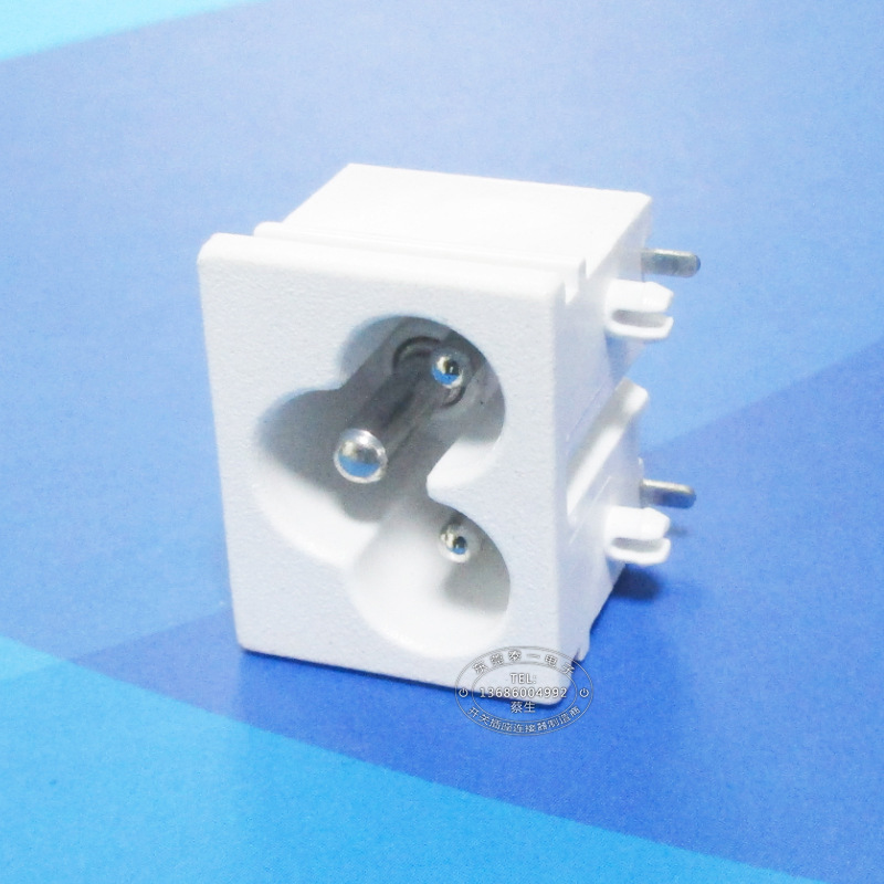 颜色可调白色小梅花尾座子23*18脚位可订梅花型AC电源插座DB-6