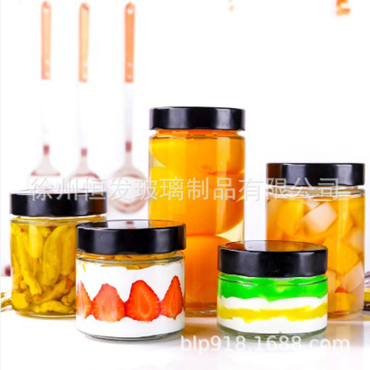 新款82高盖果酱瓶蜂蜜罐子辣椒酱菜瓶杂粮收纳玻璃罐头玻璃瓶批发