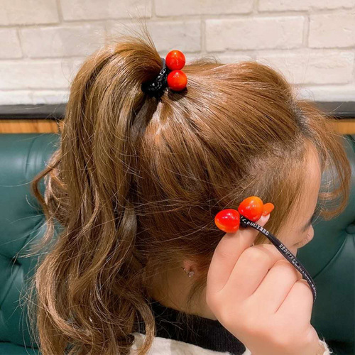 Korean ins style red cherry hair band trendy hair tie rubber band hair rope head flower Yiwu jewelry wholesale