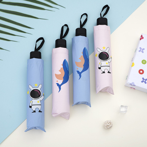 Wholesale Umbrella Printing Logo Sunshade Umbrella UV Protection Sun Umbrella Rain and Sun Dual-Purpose Folding Umbrella Cartoon Sunshade Umbrella