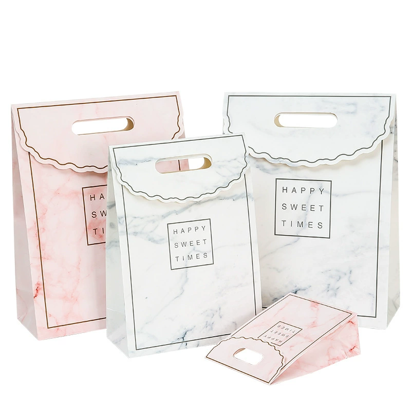 Свежая мраморность бумажный мешок Подарочный пакет упаковка бумажный мешок ins Wind Bag Подарочный пакет простая большая сумка