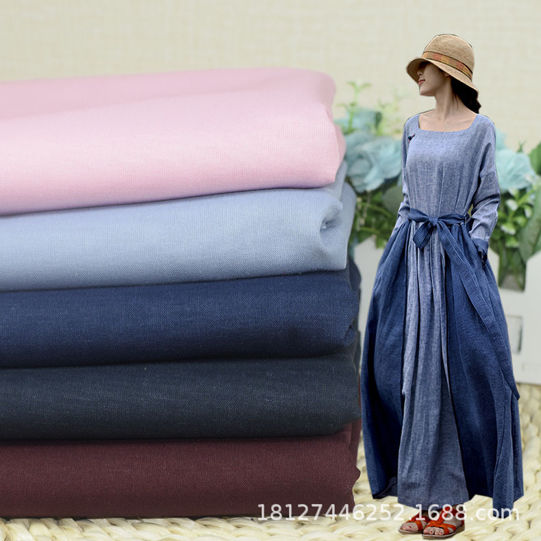 厂家供应冰丝麻平纹丝麻棉布料 纯色春夏服装衬衫连衣裙面料批发