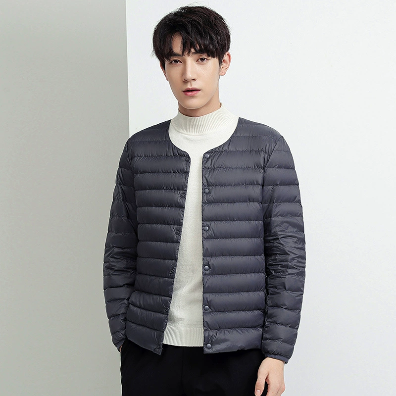 Мужская легкая пуховая куртка для осени и зимы 2024 года, короткая куртка-пуховик с круглым вырезом для мужчин, защищающая от холода