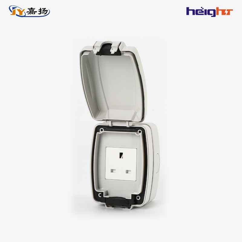 British Standard 3-hole 13A socket bathroom splash-proof box JiaYang outdoor waterproof switch socket box IP66 TC318 wholesale