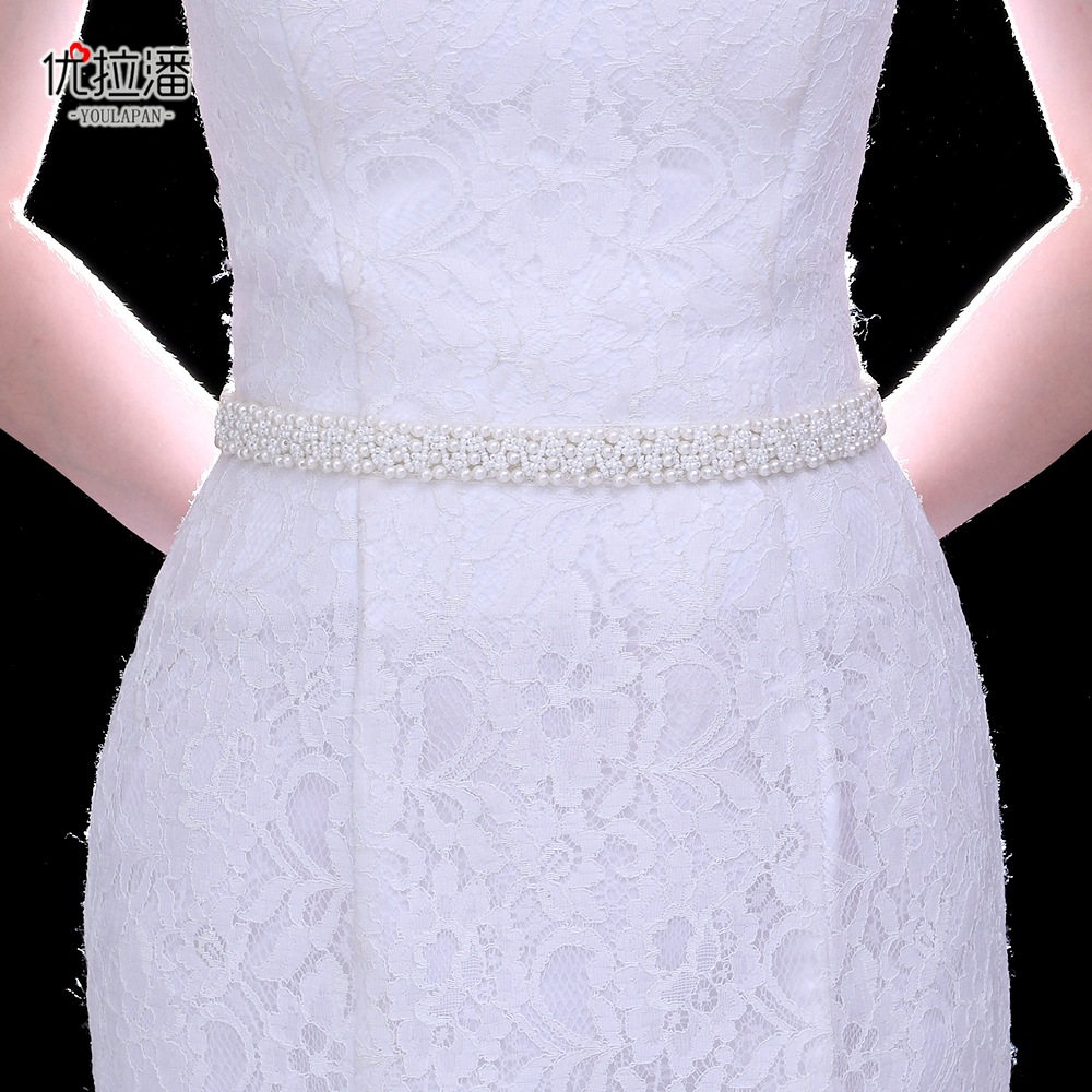 优拉潘 S204新娘礼服腰带 手工女士珍珠腰封配连衣裙裙带 条码