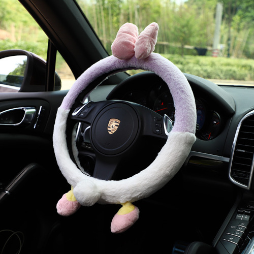 Car steering wheel cover Car cartoon short plush handle cover Anti-slip handle cover for anti-freeze and warm car in autumn and winter