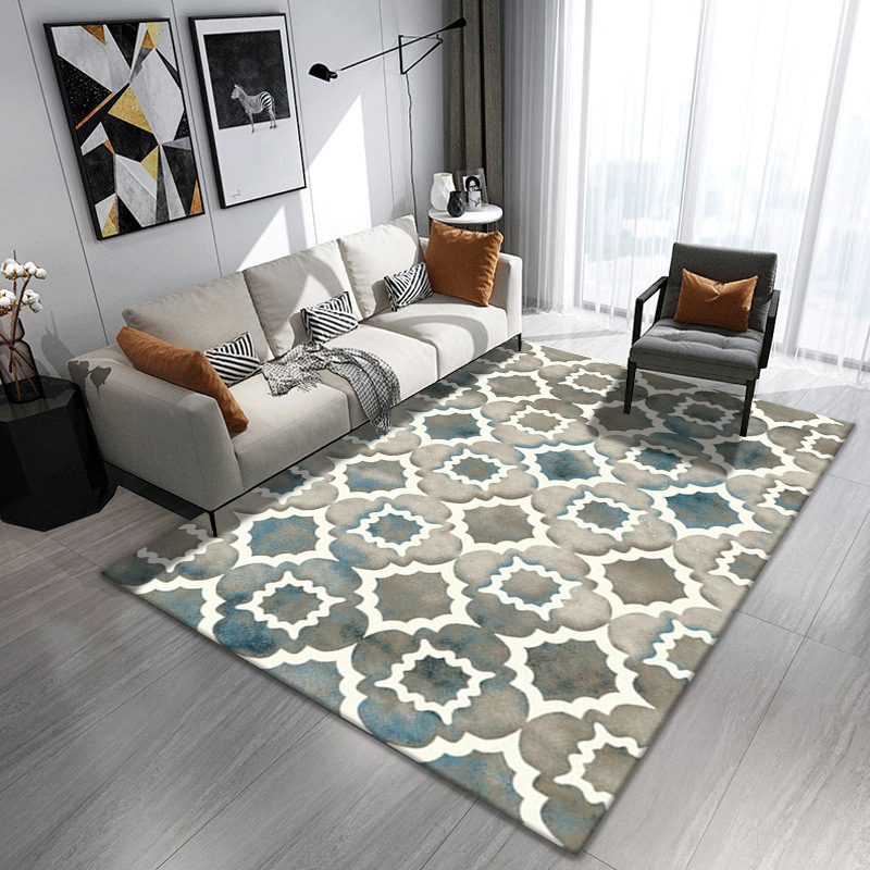 Alfombra de gran superficie estilo nórdico para sala de estar, sofá, mesa de centro, alfombra de terciopelo cristalino, fácil de cuidar y resistente al desgaste para oficina.