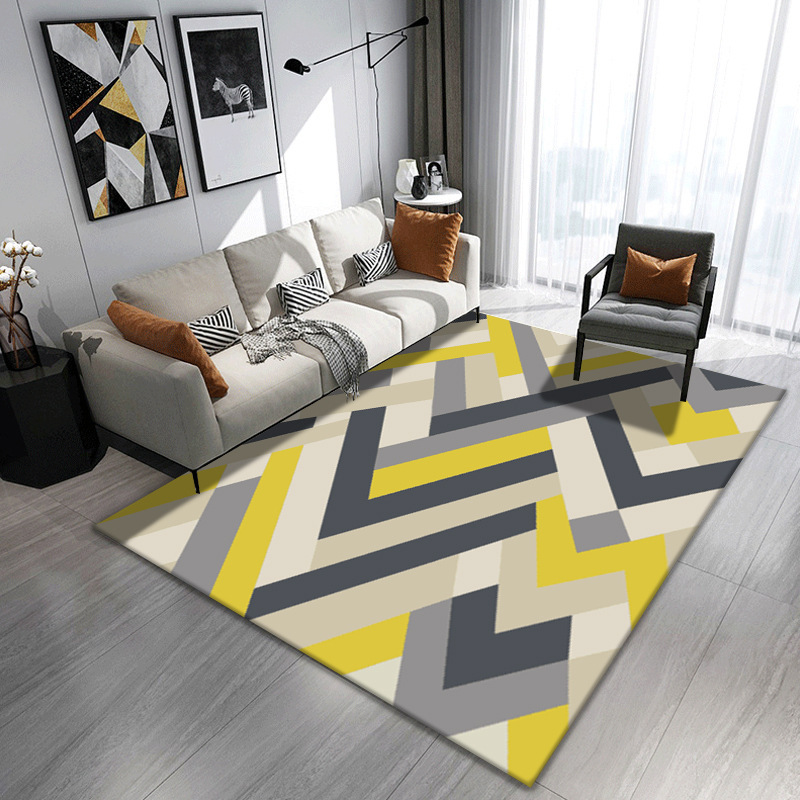 Alfombra de gran superficie estilo nórdico para sala de estar, sofá, mesa de centro, alfombra de terciopelo cristalino, fácil de cuidar y resistente al desgaste para oficina.