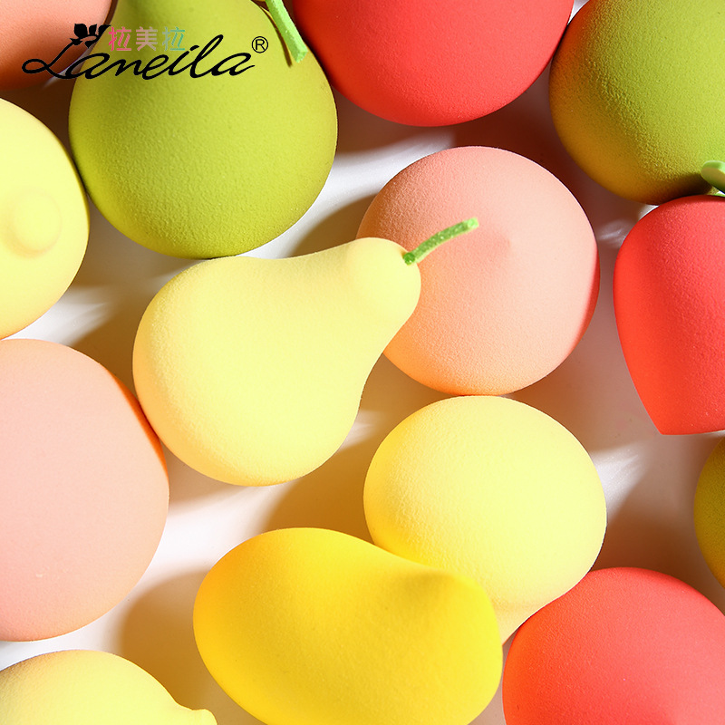 Ramila fruta polvo puff traje 3 piezas mango belleza huevo traje aguacate polvo puff caja de regalo al por mayor