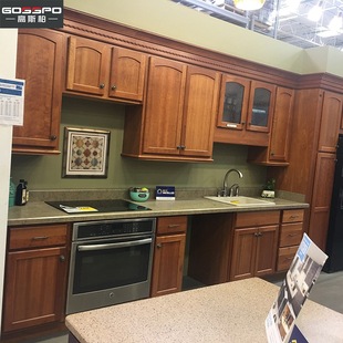 Guangzhou Modern Whole House Solid Wood Integral Cabinet American Style Open Kitchen Cabinet Island Table