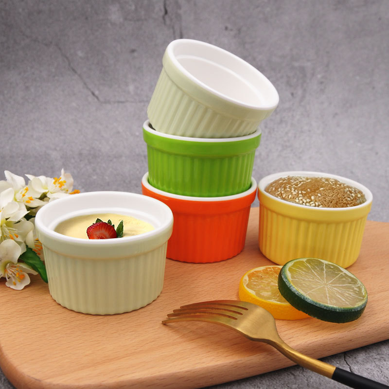 Creative 3 inch striped Cup Shufulei baking bowl melamine candy-colored dessert small Bowl Baking Wicker pudding cup wholesale