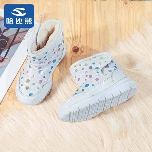 Hobby Bear Children's Snow Boots for Girls  New Arrival Boys' Winter Fleece Cotton Shoes Baby Warm Kids' Shoes