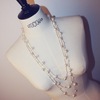 Fashionable necklace from pearl, retro accessory, long sweater, chain, Korean style, European style