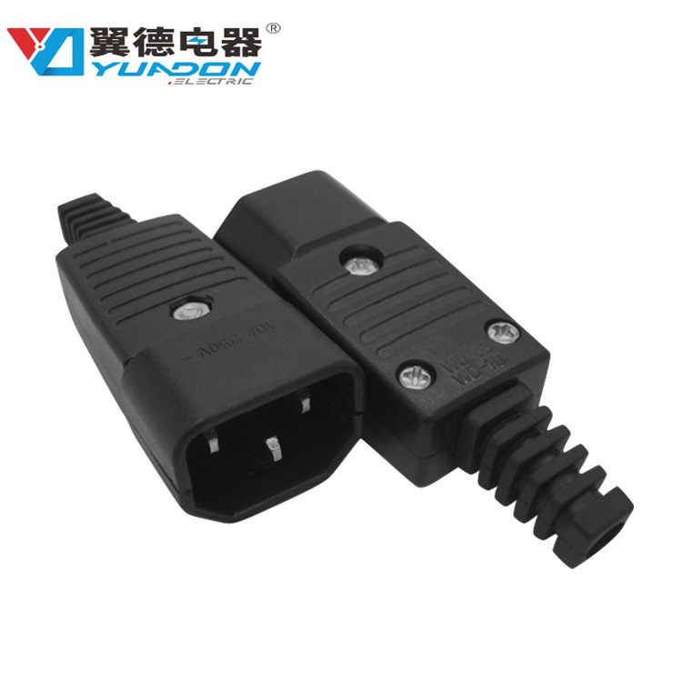 翼德IEC320-C13 C14大功率公母组装对接插头10A装配三极电源插头