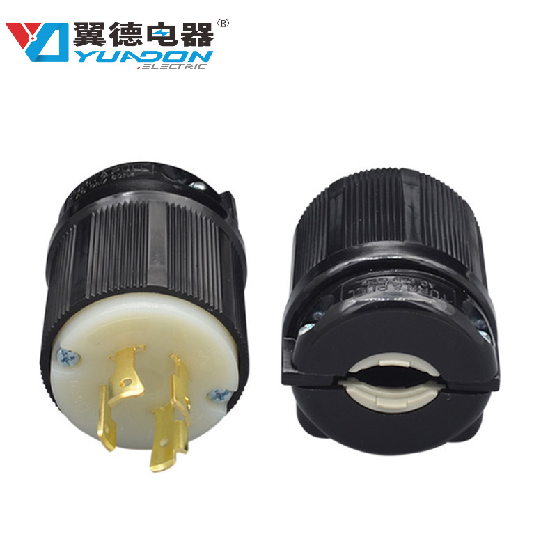 翼德NEMA L16-20P美标发电机防松工业插头20A 480V美式三相四线插
