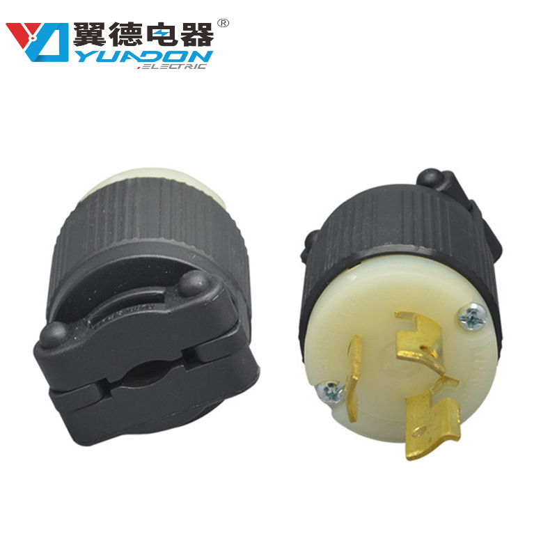 翼德厂家现货NEMA L6-15P美标大功率防松组装插头发电机工业美式