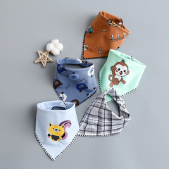 嬰兒三角巾雙層棉按扣口水巾新生兒圍頭巾圍嘴兜雙層寶寶圍兜四季