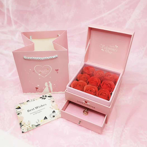 Jin Hongyu's new European and American jewelry box double-layer jewelry storage box rose gift box eternal flower packaging box