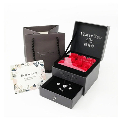Jin Hongyu's new European and American jewelry box double-layer jewelry storage box rose gift box eternal flower packaging box