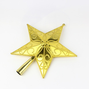 Christmas tree decorations Christmas tree top star golden silver three-dimensional pattern striped five-pointed star Christmas supplies