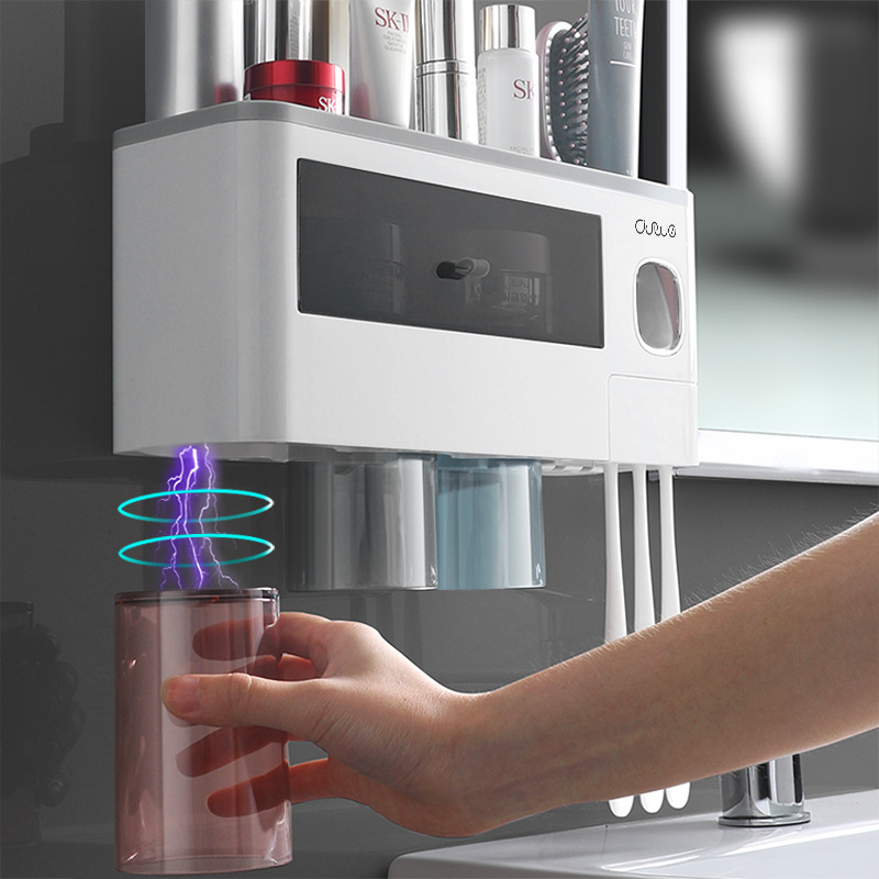 Cepillo de dientes montado en la pared libre enjuague bucal taza cepillo de dientes taza montado en la pared baño montado en la pared traje de cepillo de dientes