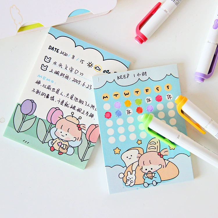 花墨 Produced by Rabbit Girl Series Three Cute Student Note Book Study Notes Plan Paper Sticky Note Paper
