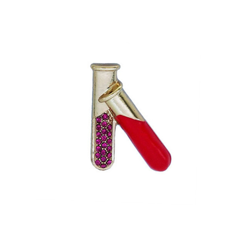 Broche Creativo de Suministros de Experimentos Químicos, Tres Colores, con Incrustaciones de Estrás, Bañado en Pintura, Insignia, Comercio Exterior