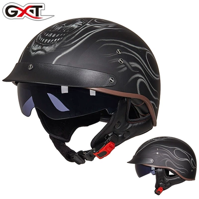 Women's Scooter Helmet, Lightweight Summer, Motosiklet kaskı (dəbilqə) - flame-skull-m