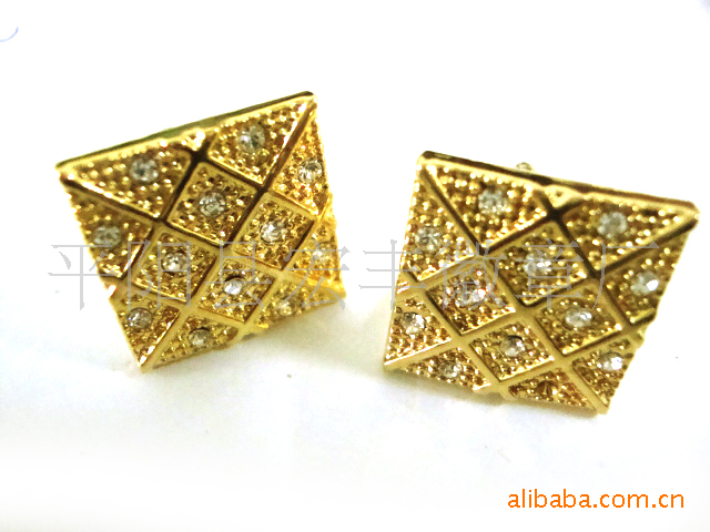 （如图）厂家直销袖扣   镀金方形袖扣