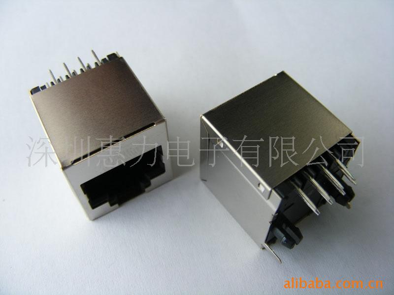 供应RJ45插座180度屏蔽，立式，网口插座