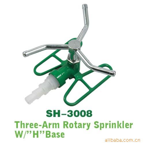 锌合金花园洒水器，自动旋转喷头,喷水器，草坪喷头，三叉喷头