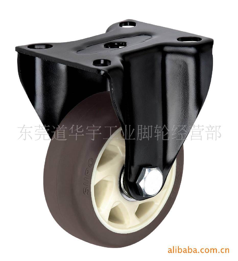 咖啡色双滚珠轴承超级人造胶TPR轮、定向、万向轮、东莞脚轮