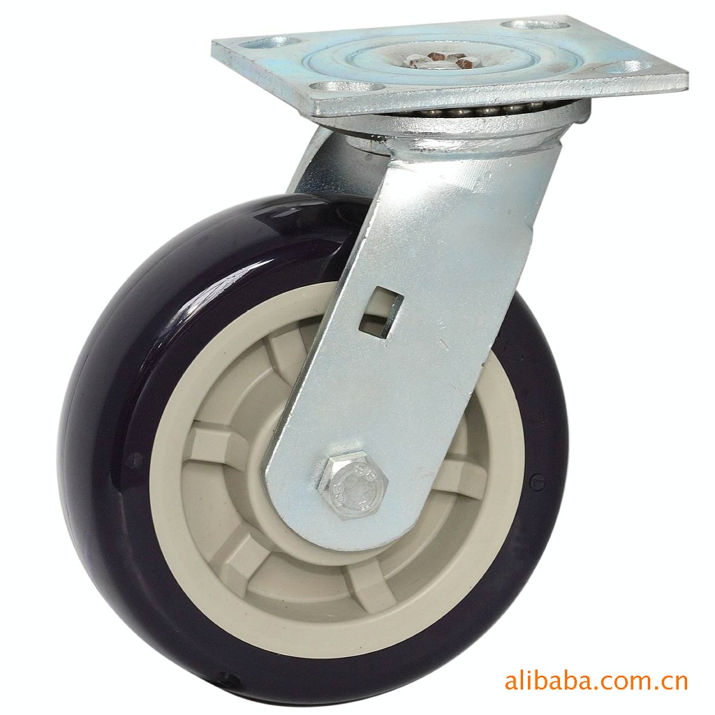 大胜出口欧美6x2寸重型PU静音万向轮推车工业脚轮高承载CS858-6